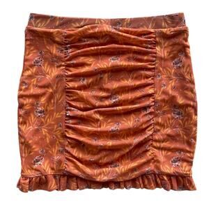 Free People Romi Mesh Mini Skirt, Orange Floral, Women's Size XS